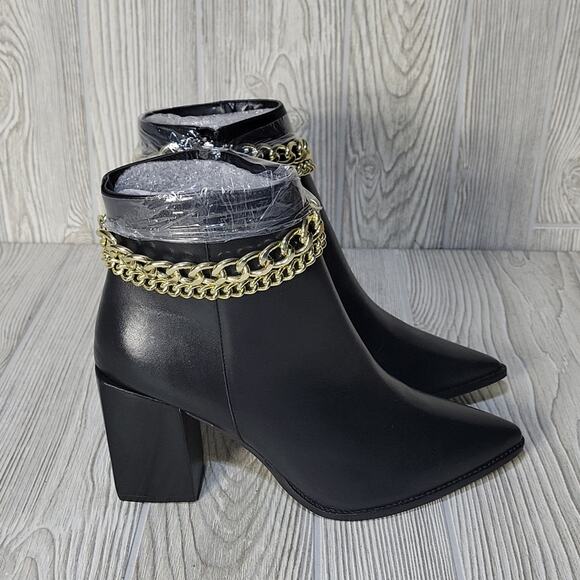 Steve Madden Perlina Black Leather Chain Ankle Boots, NWT, NIB, Size 8.5 - Picture 3 of 15
